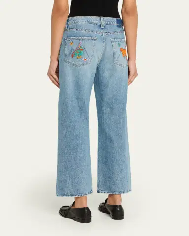 MOTHER The Dodger Flood Jeans with Embroidered Pockets | Thumbnail 4 MOTHER The Dodger Flood Jeans with Embroidered Pockets | Thumbnail 4