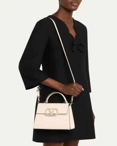 Valentino Garavani Vsling Small Leather Top-Handle Bag with Jewel VLogo | Thumbnail 2 Valentino Garavani Vsling Small Leather Top-Handle Bag with Jewel VLogo | Thumbnail 2