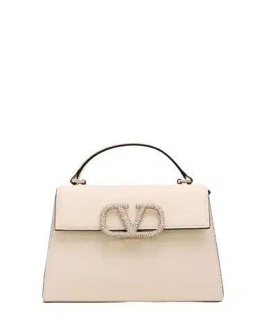 Valentino Garavani Vsling Small Leather Top-Handle Bag with Jewel VLogo | Thumbnail 1 Valentino Garavani Vsling Small Leather Top-Handle Bag with Jewel VLogo | Thumbnail 1