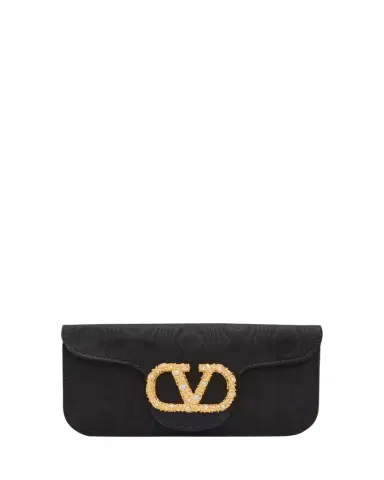 Valentino Garavani Loco Moire Clutch with Jewel VLogo | Thumbnail 1 Valentino Garavani Loco Moire Clutch with Jewel VLogo | Thumbnail 1