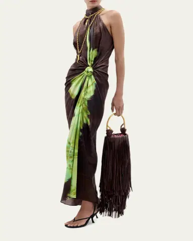 Silvia Tcherassi Tizziana Knotted Silk Halter Maxi Dress | Thumbnail 2 Silvia Tcherassi Tizziana Knotted Silk Halter Maxi Dress | Thumbnail 2