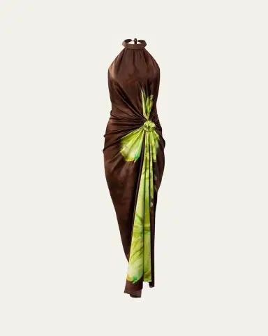 Silvia Tcherassi Tizziana Knotted Silk Halter Maxi Dress | Thumbnail 4 Silvia Tcherassi Tizziana Knotted Silk Halter Maxi Dress | Thumbnail 4
