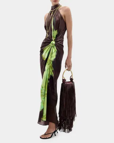 Silvia Tcherassi Tizziana Knotted Silk Halter Maxi Dress | Thumbnail 6 Silvia Tcherassi Tizziana Knotted Silk Halter Maxi Dress | Thumbnail 6