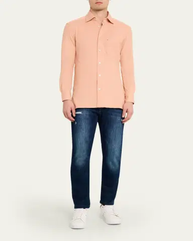 Kiton Men's Nerano Cotton Pique Button-Down Shirt | Thumbnail 2 Kiton Men's Nerano Cotton Pique Button-Down Shirt | Thumbnail 2
