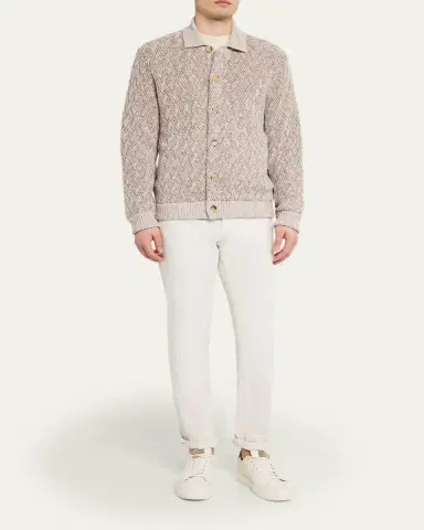 Baldassari Men's Wool-Blend Basketweave Stitch Cardigan | Thumbnail 2 Baldassari Men's Wool-Blend Basketweave Stitch Cardigan | Thumbnail 2