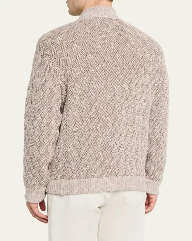 Baldassari Men's Wool-Blend Basketweave Stitch Cardigan | Thumbnail 3 Baldassari Men's Wool-Blend Basketweave Stitch Cardigan | Thumbnail 3