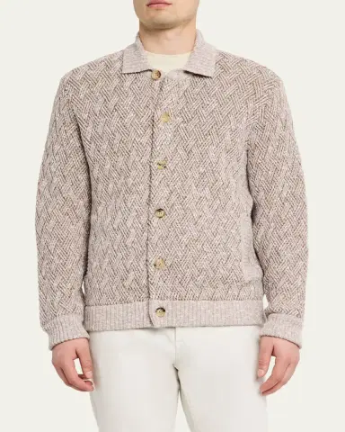 Baldassari Men's Wool-Blend Basketweave Stitch Cardigan | Thumbnail 4 Baldassari Men's Wool-Blend Basketweave Stitch Cardigan | Thumbnail 4