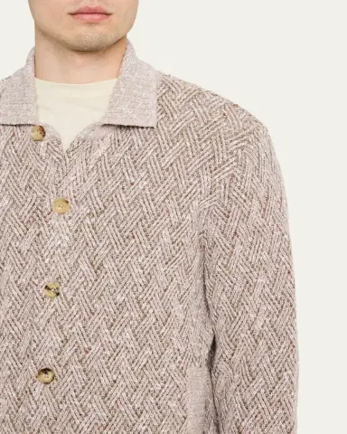Baldassari Men's Wool-Blend Basketweave Stitch Cardigan | Thumbnail 5 Baldassari Men's Wool-Blend Basketweave Stitch Cardigan | Thumbnail 5