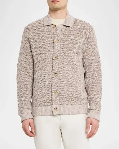 Baldassari Men's Wool-Blend Basketweave Stitch Cardigan | Thumbnail 8 Baldassari Men's Wool-Blend Basketweave Stitch Cardigan | Thumbnail 8