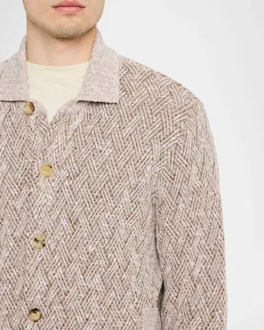 Baldassari Men's Wool-Blend Basketweave Stitch Cardigan | Thumbnail 9 Baldassari Men's Wool-Blend Basketweave Stitch Cardigan | Thumbnail 9
