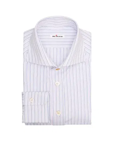 Kiton Men's Spread Collar Multi-Stripe Cotton Dress Shirt | Thumbnail 1 Kiton Men's Spread Collar Multi-Stripe Cotton Dress Shirt | Thumbnail 1