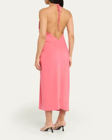 Silvia Tcherassi Guadalupe Knotted Backless Halter Midi Dress | Thumbnail 3 Silvia Tcherassi Guadalupe Knotted Backless Halter Midi Dress | Thumbnail 3