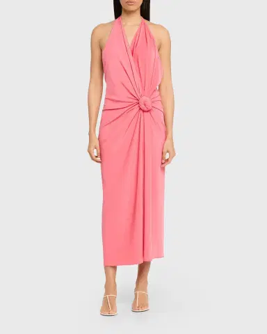 Silvia Tcherassi Guadalupe Knotted Backless Halter Midi Dress | Thumbnail 6 Silvia Tcherassi Guadalupe Knotted Backless Halter Midi Dress | Thumbnail 6