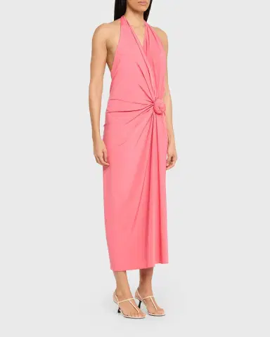 Silvia Tcherassi Guadalupe Knotted Backless Halter Midi Dress | Thumbnail 8 Silvia Tcherassi Guadalupe Knotted Backless Halter Midi Dress | Thumbnail 8