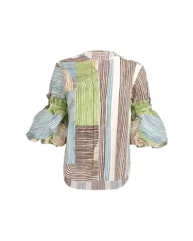 Silvia Tcherassi Lucaya Abstract-Print Puff-Sleeve Blouse | Thumbnail 1 Silvia Tcherassi Lucaya Abstract-Print Puff-Sleeve Blouse | Thumbnail 1