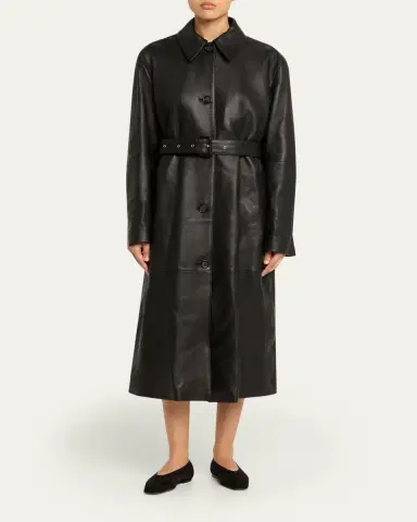 Toteme Belted Leather Oversized Coat | Thumbnail 2 Toteme Belted Leather Oversized Coat | Thumbnail 2