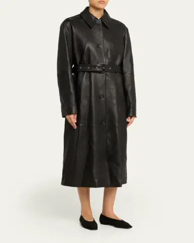 Toteme Belted Leather Oversized Coat | Thumbnail 4 Toteme Belted Leather Oversized Coat | Thumbnail 4