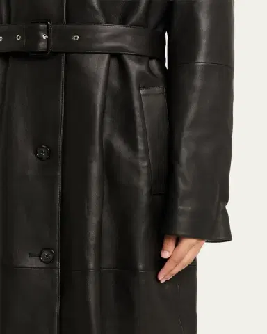 Toteme Belted Leather Oversized Coat | Thumbnail 5 Toteme Belted Leather Oversized Coat | Thumbnail 5