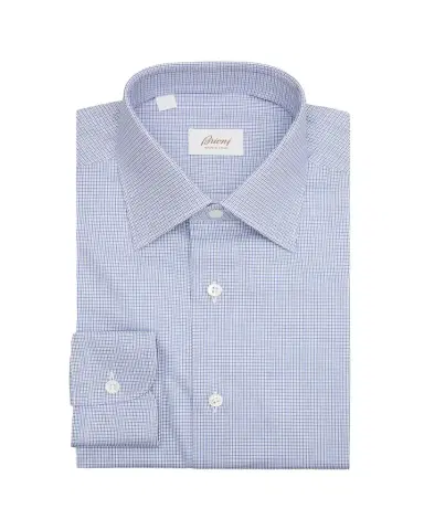 Brioni Men's Cotton Micro-Check Point Collar Dress Shirt | Thumbnail 1 Brioni Men's Cotton Micro-Check Point Collar Dress Shirt | Thumbnail 1