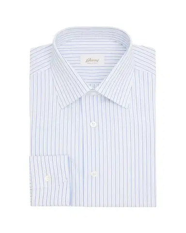 Brioni Men's Cotton Multi-Stripe Point Collar Dress Shirt | Thumbnail 1 Brioni Men's Cotton Multi-Stripe Point Collar Dress Shirt | Thumbnail 1