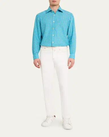 Kiton Men's Linen-Blend Plaid Button-Down Shirt | Thumbnail 2 Kiton Men's Linen-Blend Plaid Button-Down Shirt | Thumbnail 2