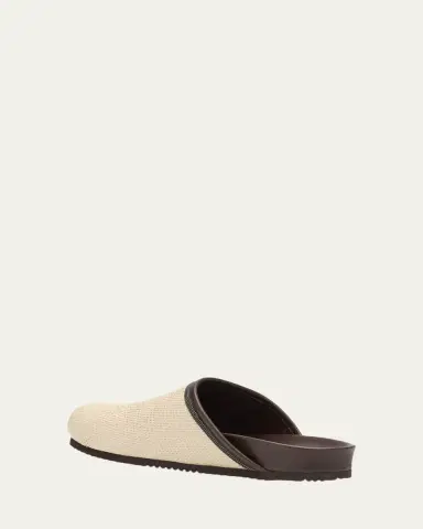 Brunello Cucinelli Monili Leather-Trimmed Raffia Mules | Thumbnail 4 Brunello Cucinelli Monili Leather-Trimmed Raffia Mules | Thumbnail 4