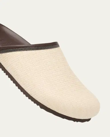 Brunello Cucinelli Monili Leather-Trimmed Raffia Mules | Thumbnail 5 Brunello Cucinelli Monili Leather-Trimmed Raffia Mules | Thumbnail 5