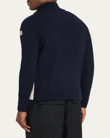 Moncler Men's Padded Wool Full-Zip Cardigan | Thumbnail 3 Moncler Men's Padded Wool Full-Zip Cardigan | Thumbnail 3