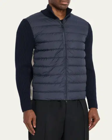 Moncler Men's Padded Wool Full-Zip Cardigan | Thumbnail 4 Moncler Men's Padded Wool Full-Zip Cardigan | Thumbnail 4