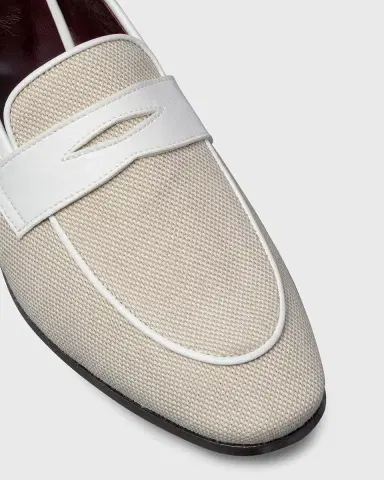 Bougeotte Linen and Leather Loafers | Thumbnail 2 Bougeotte Linen and Leather Loafers | Thumbnail 2