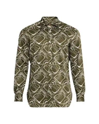 Kiton Men's Cotton Wave-Print Sport Shirt | Thumbnail 1 Kiton Men's Cotton Wave-Print Sport Shirt | Thumbnail 1