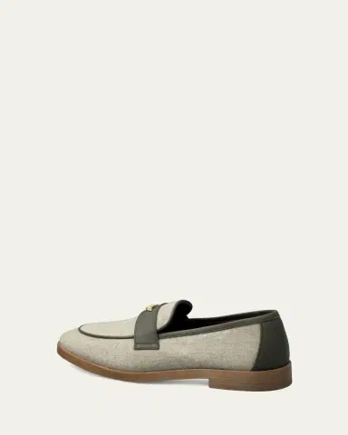 Bougeotte Linen and Leather Loafers | Thumbnail 2 Bougeotte Linen and Leather Loafers | Thumbnail 2