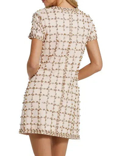 Mac Duggal Women's Cocktail Beaded Sheath Minidress - Blush | Thumbnail 2 Mac Duggal Women's Cocktail Beaded Sheath Minidress - Blush | Thumbnail 2