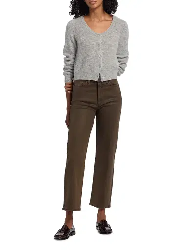 PAIGE Women's Fortuna Alpaca-Wool Crop Cardigan - Heather Grey | Thumbnail 2 PAIGE Women's Fortuna Alpaca-Wool Crop Cardigan - Heather Grey | Thumbnail 2