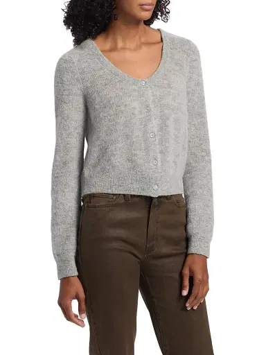 PAIGE Women's Fortuna Alpaca-Wool Crop Cardigan - Heather Grey | Thumbnail 4 PAIGE Women's Fortuna Alpaca-Wool Crop Cardigan - Heather Grey | Thumbnail 4