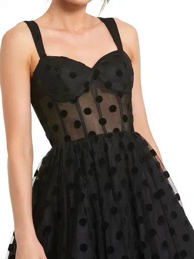 Mac Duggal Women's Petite leena 2 Polka Dot A-Line Midi-Dress | Thumbnail 3 Mac Duggal Women's Petite leena 2 Polka Dot A-Line Midi-Dress | Thumbnail 3