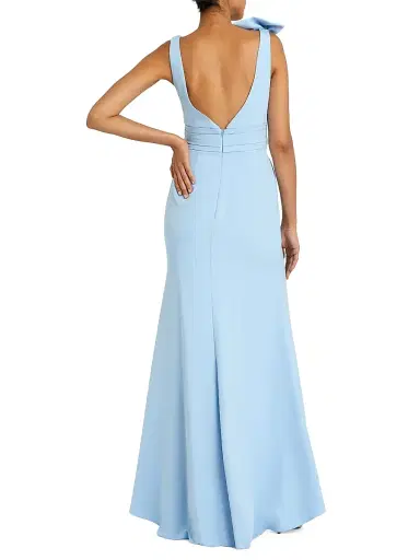 Mac Duggal Women's Petite Bow-Detailed Crepe Mermaid Gown - Powder Blue - Size Petite 14 | Thumbnail 2 Mac Duggal Women's Petite Bow-Detailed Crepe Mermaid Gown - Powder Blue - Size Petite 14 | Thumbnail 2