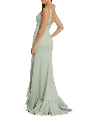 Mac Duggal Women's Ieena Crepe V-Neck Ruffle Gown | Thumbnail 2 Mac Duggal Women's Ieena Crepe V-Neck Ruffle Gown | Thumbnail 2