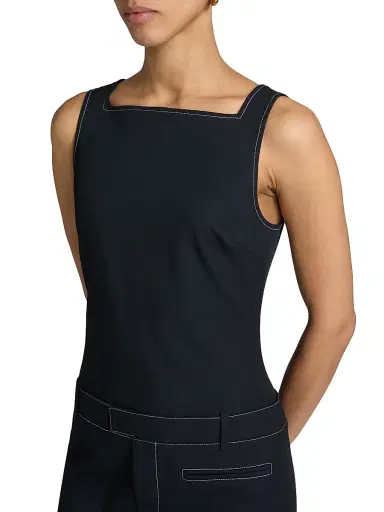 Staud Women's Skyla Topstitched Minidress - Navy - Size XL | Thumbnail 6 Staud Women's Skyla Topstitched Minidress - Navy - Size XL | Thumbnail 6