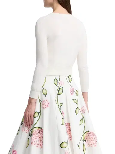 Oscar de la Renta Women's Porcelain Flowers Embroidered Wool Cardigan | Thumbnail 5 Oscar de la Renta Women's Porcelain Flowers Embroidered Wool Cardigan | Thumbnail 5