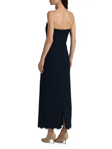 Oscar de la Renta Women's Scallop-Hem Tweed Strapless Column Gown | Thumbnail 5 Oscar de la Renta Women's Scallop-Hem Tweed Strapless Column Gown | Thumbnail 5