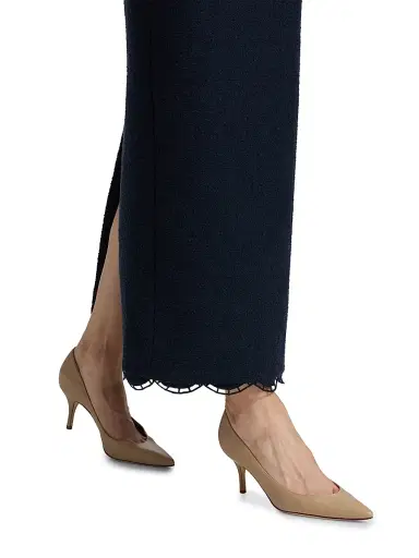 Oscar de la Renta Women's Scallop-Hem Tweed Strapless Column Gown | Thumbnail 6 Oscar de la Renta Women's Scallop-Hem Tweed Strapless Column Gown | Thumbnail 6