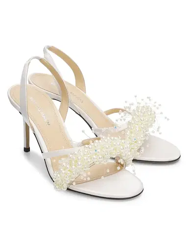 Mach & Mach Women's 85MM Imitation-Pearl-Embellished Satin Sandals | Thumbnail 2 Mach & Mach Women's 85MM Imitation-Pearl-Embellished Satin Sandals | Thumbnail 2