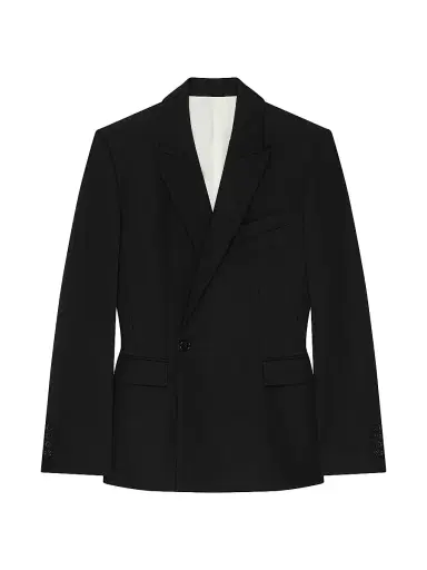 Givenchy Men's Single-Breasted Form Fit Jacket in Wool - Black | Thumbnail 1 Givenchy Men's Single-Breasted Form Fit Jacket in Wool - Black | Thumbnail 1