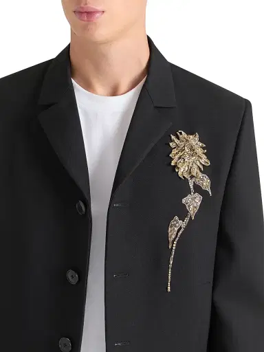 Givenchy Men's Embellished Single-Breasted Cropped Jacket in Wool - Black | Thumbnail 4 Givenchy Men's Embellished Single-Breasted Cropped Jacket in Wool - Black | Thumbnail 4