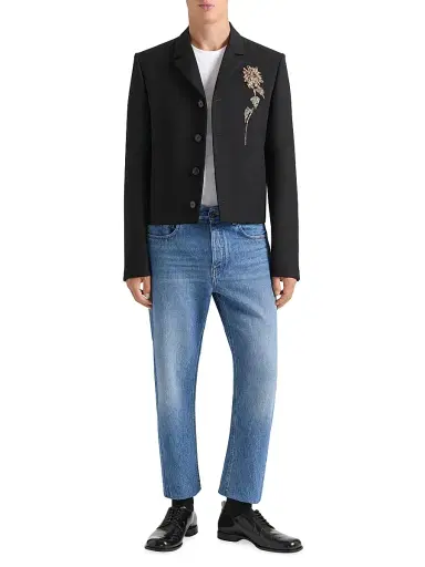 Givenchy Men's Embellished Single-Breasted Cropped Jacket in Wool - Black | Thumbnail 6 Givenchy Men's Embellished Single-Breasted Cropped Jacket in Wool - Black | Thumbnail 6
