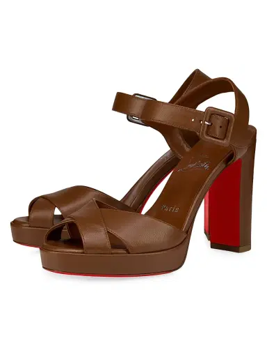 Christian Louboutin Women's Cora 100MM Leather Sandals - Cuoio | Thumbnail 2 Christian Louboutin Women's Cora 100MM Leather Sandals - Cuoio | Thumbnail 2