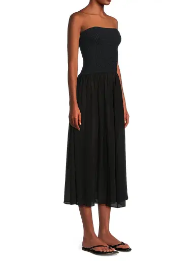 Hunza G Women's Strapless Hybrid Midi-Dress - Black | Thumbnail 4 Hunza G Women's Strapless Hybrid Midi-Dress - Black | Thumbnail 4