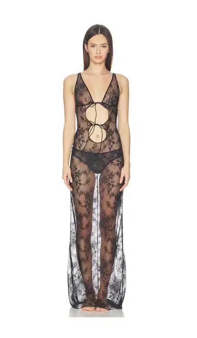 Skims Ultra Fine Lace Long Slip Dress | Thumbnail 2 Skims Ultra Fine Lace Long Slip Dress | Thumbnail 2