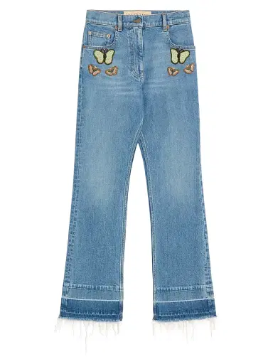Valentino Garavani Women's Embroidered Denim Trousers - Blue - Size 28 | Thumbnail 1 Valentino Garavani Women's Embroidered Denim Trousers - Blue - Size 28 | Thumbnail 1